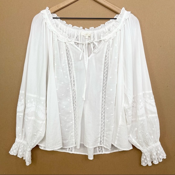 ♦️SOLD♦️LoveShackFancy Odina Embroidered White Cotton Blouse - Picture 4 of 16
